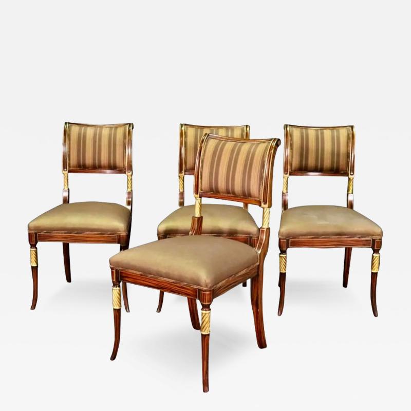William Switzer Vintage William Switzer Directoire Saber Leg Macassar Dining Chairs Set of 4
