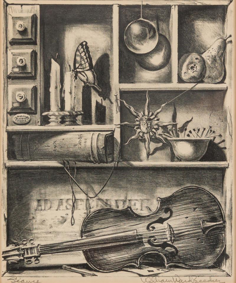 William Ward Beecher Lithograph Still Life Titled Seance 