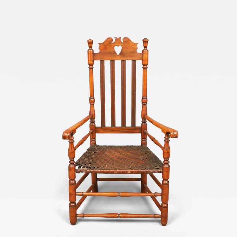 William and Mary Heart and Crown Banister Back Armchair