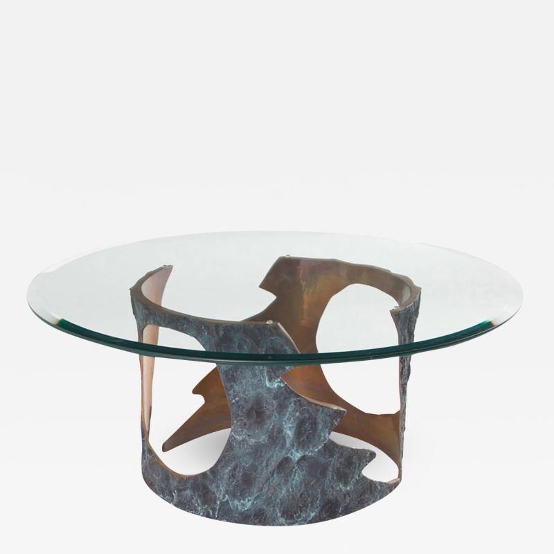 Willy Ceysens Willy Ceysens Coffee Table in Solid Bronze Glass 1970s