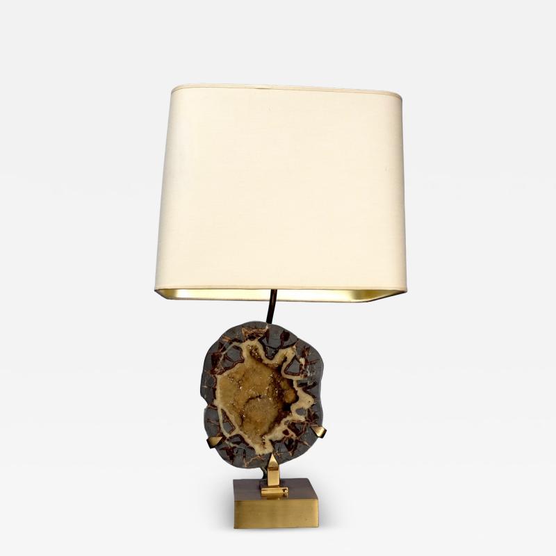 Willy Daro 1970s geode lamp with original shade by Willy Daro
