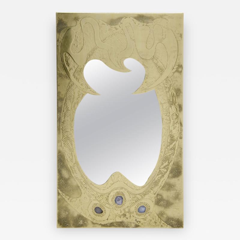 Willy Daro Etched brass mirror by Willy Daro 