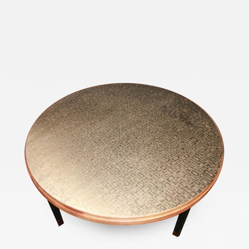 Willy Daro Etched steel circular coffee table