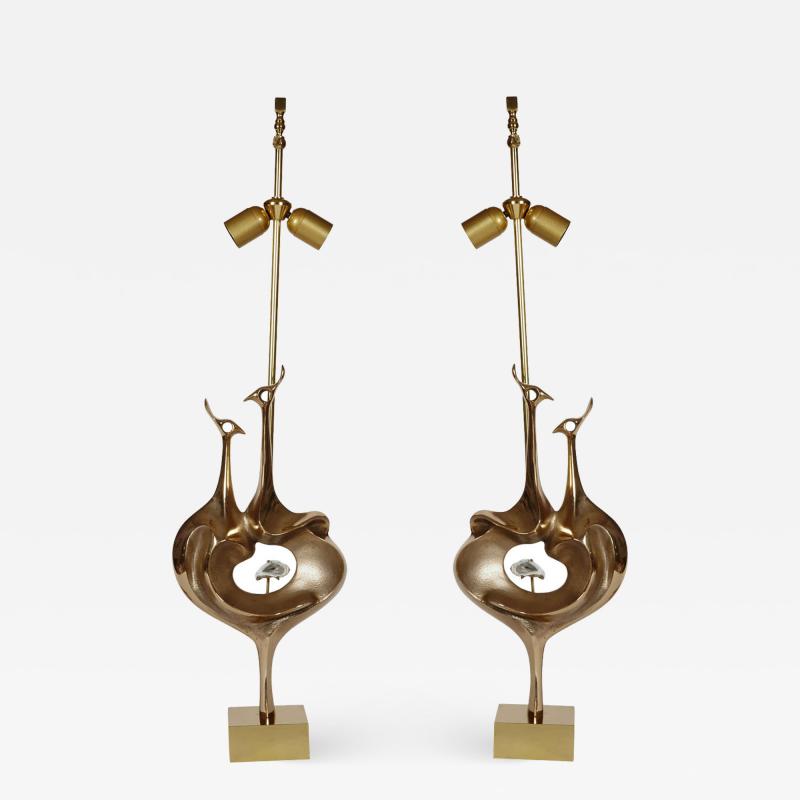 Willy Daro Pair of peacock table lamps