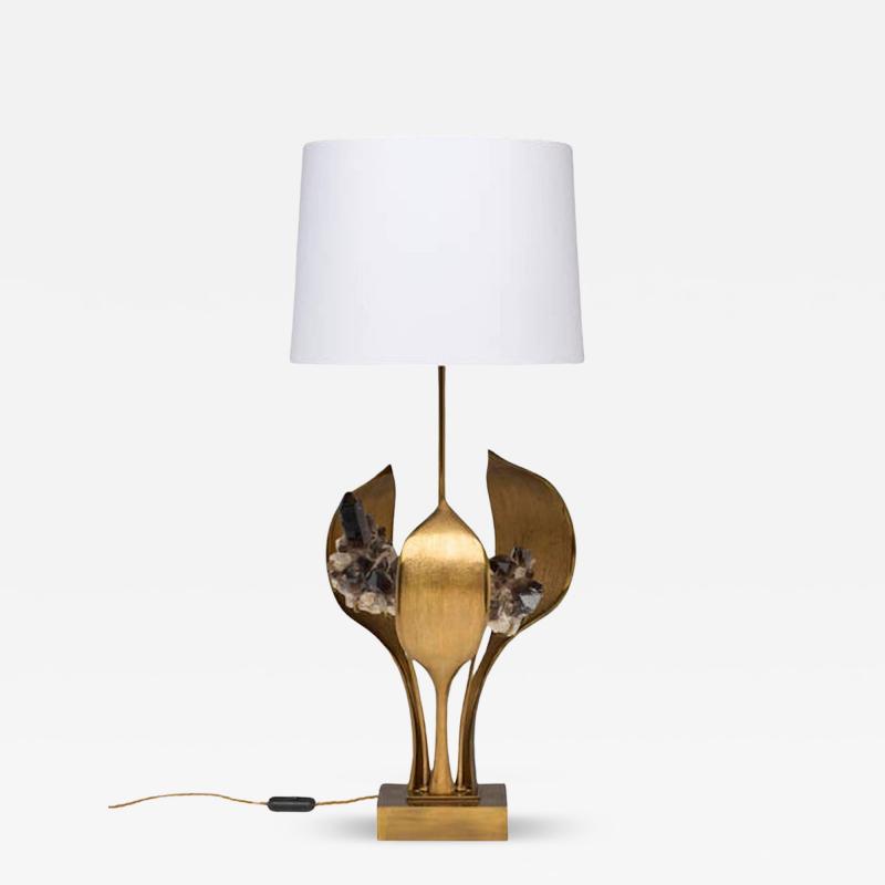 Willy Daro important Bronze and Quartz Table Lamp by Willy Daro