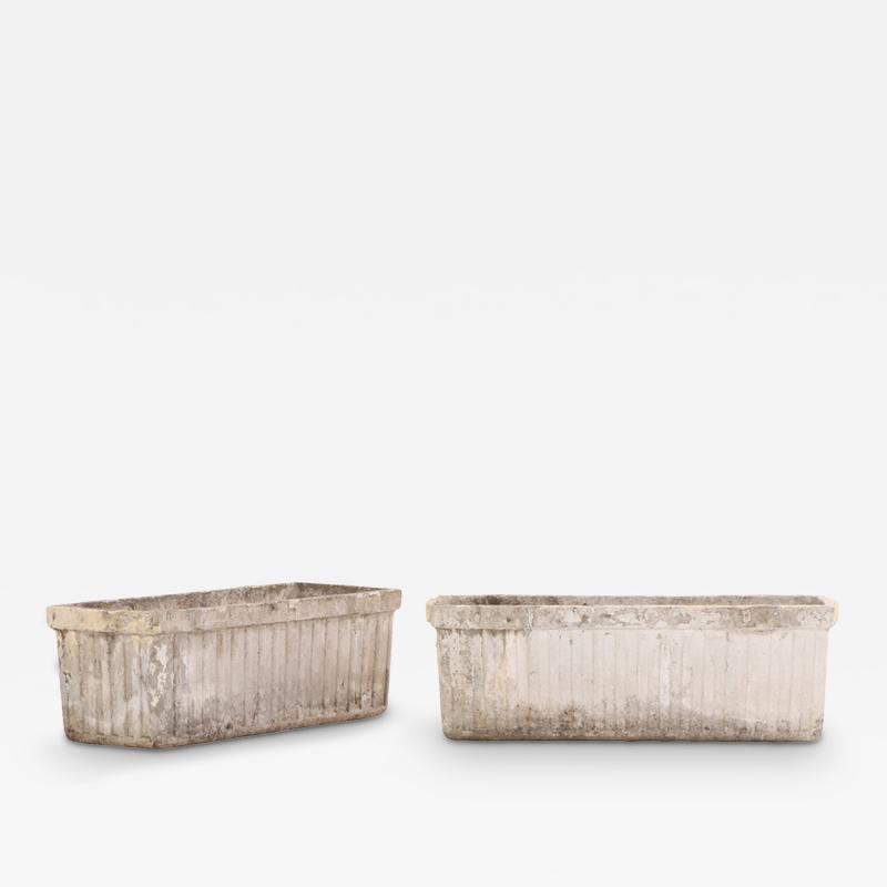 Willy Guhl Pair of French Cast Stone Rectangular Planters by Willy Guhl C 1970