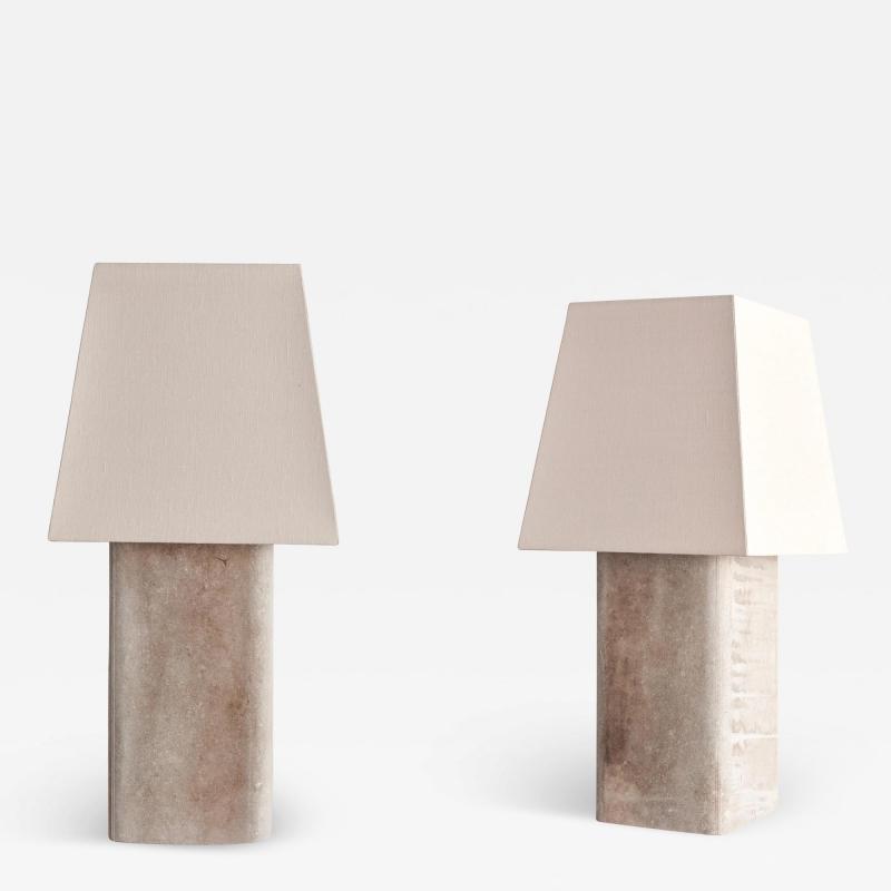 Willy Guhl Pair of Willy Guhl Lamps with Angled Shade