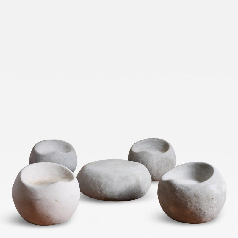 Willy Guhl Sculptural Concrete Chair and Table Set