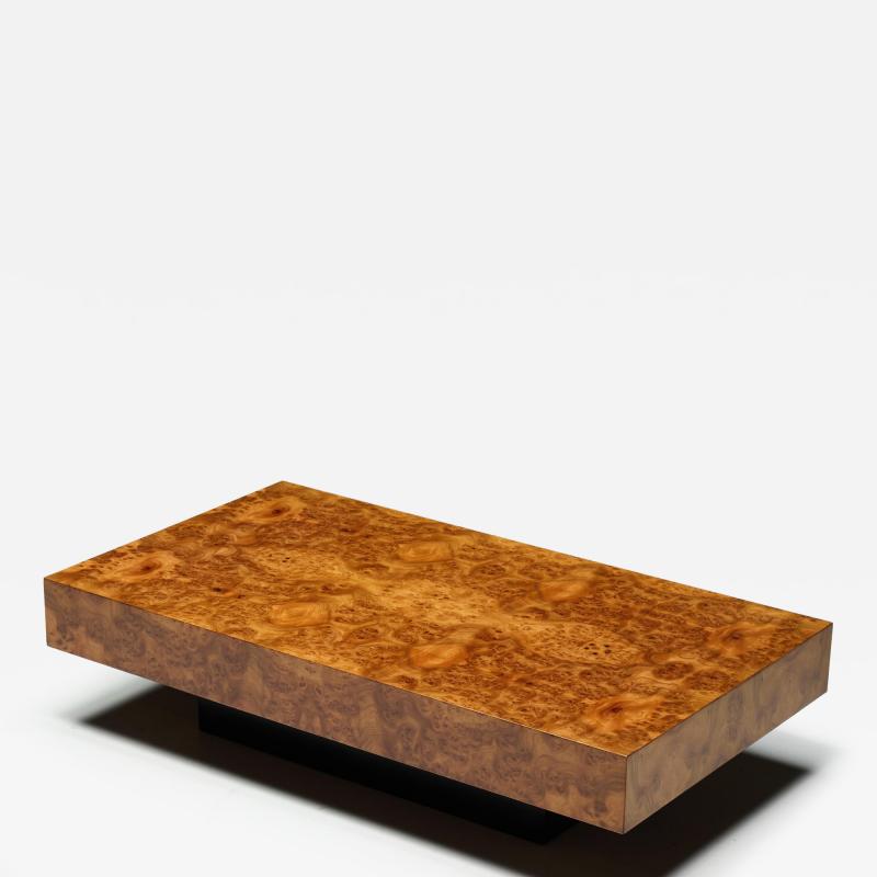 Willy Rizzo Burlwood Coffee Table in the Style of Willy Rizzo Italy 1970s
