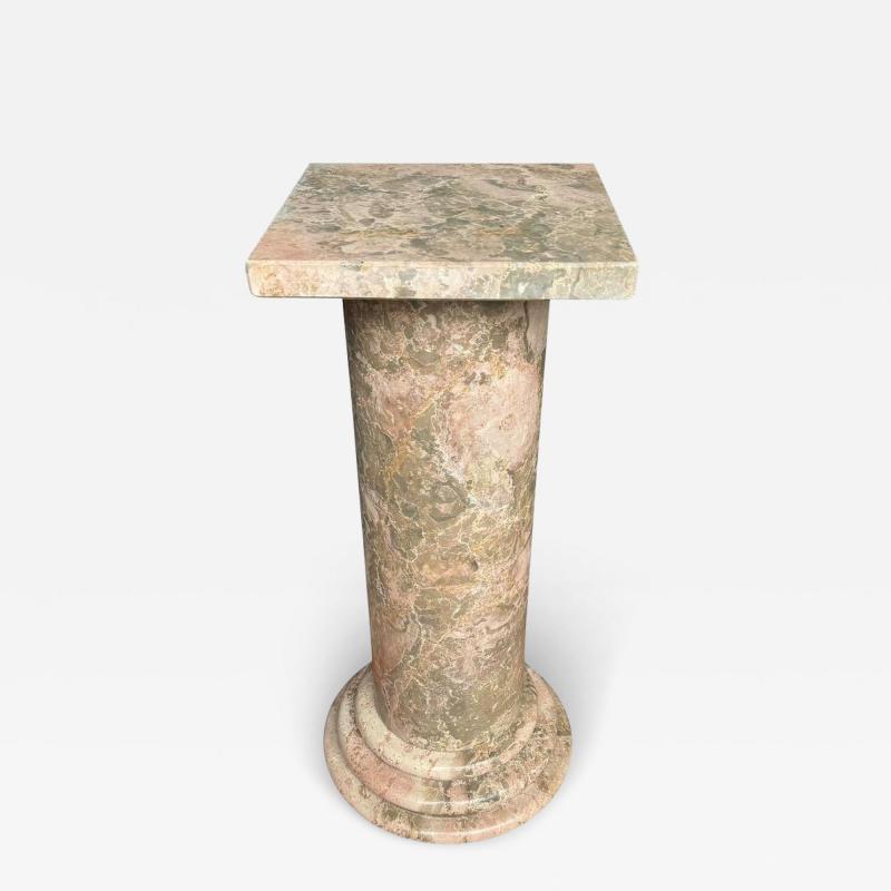 Willy Rizzo Italian Mid Century Transitional Modern Green Pink Beige Marble Pedestal Table