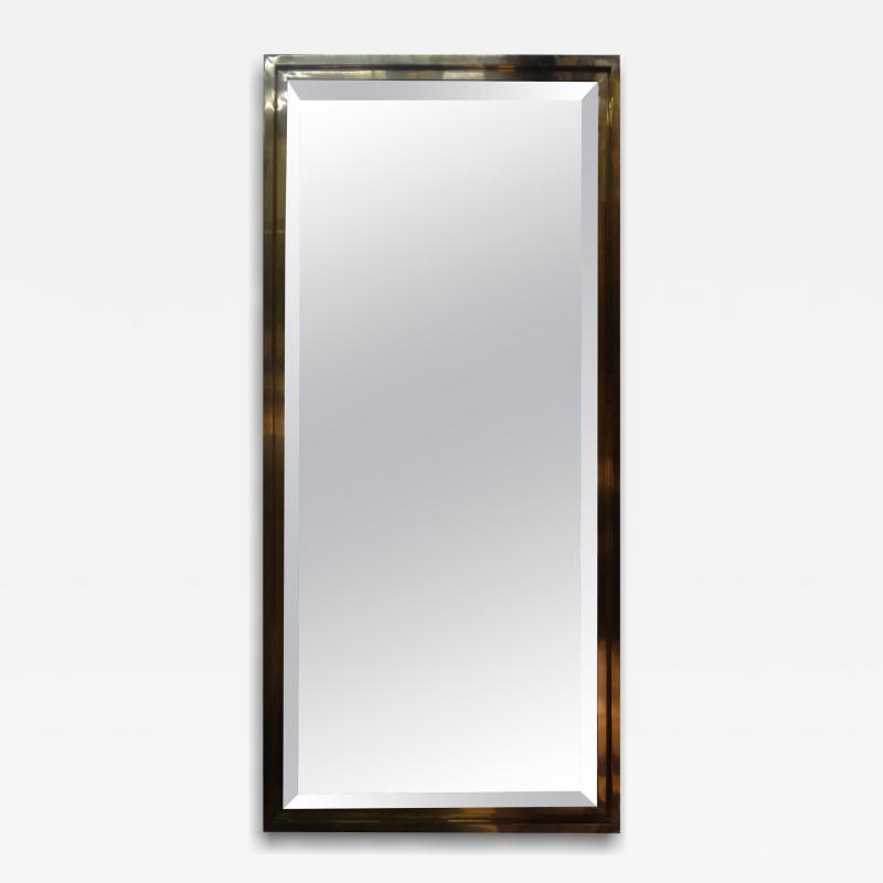 Willy Rizzo Italian Modern Brass Beveled Mirror