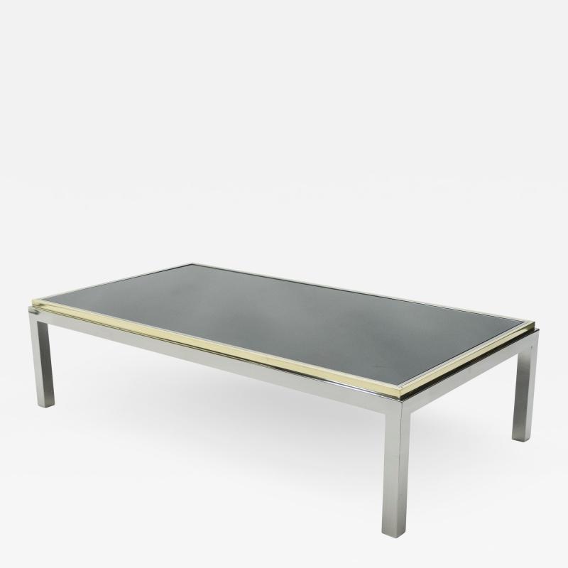 Willy Rizzo Large brass and chrome Coffee Table Willy Rizzo model Flaminia 1970s