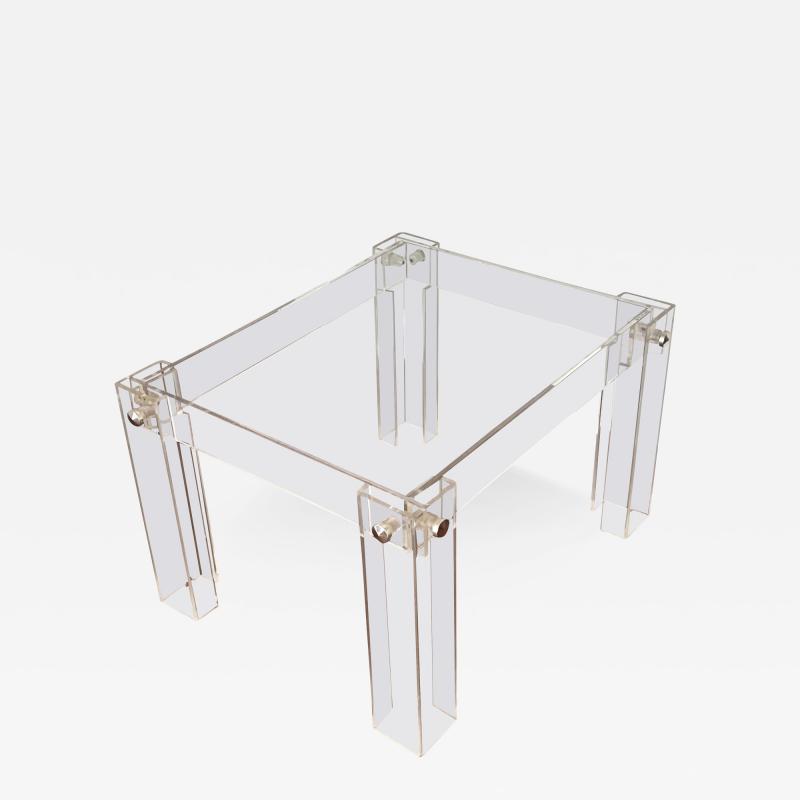 Willy Rizzo Rare French Prototype Mid Century Modern Coffee or End Table in Lucite Glass