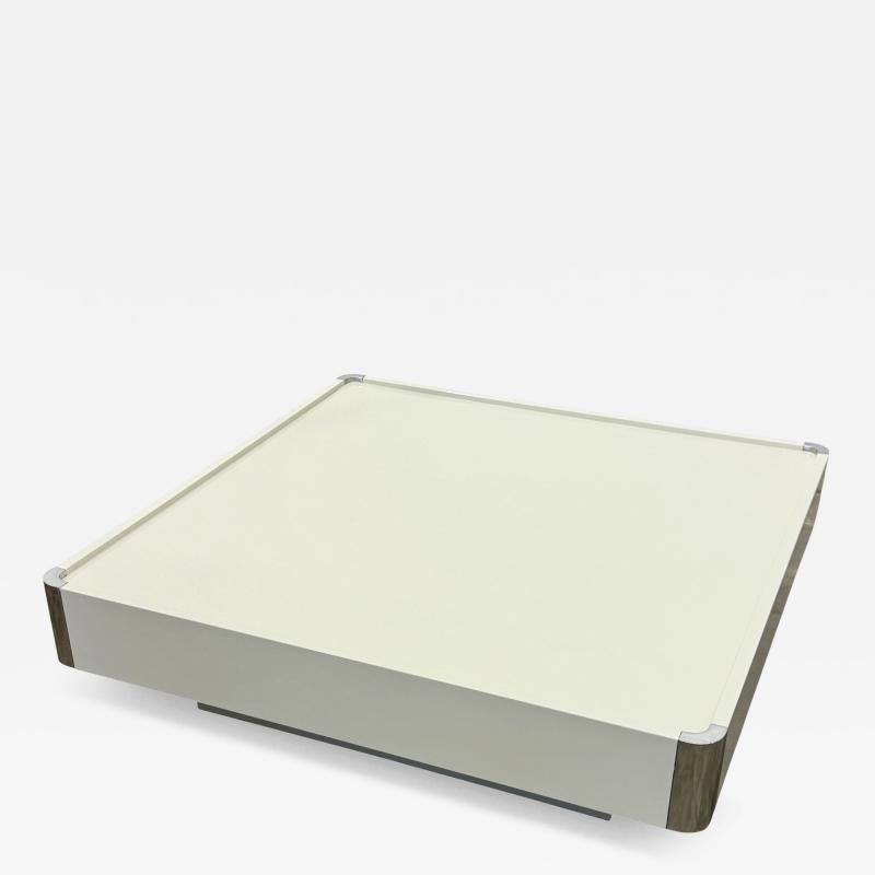Willy Rizzo White Lacquer Coffee Table Attributed to Willy Rizzo