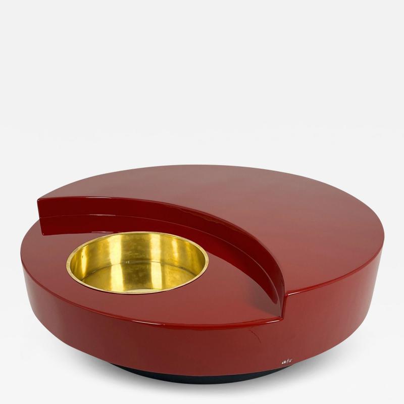 Willy Rizzo Willy Rizzo Coffee Table TRG Red Lacquer and Brass Italy 1969