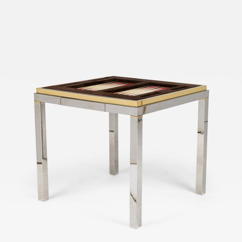 Willy Rizzo Willy Rizzo Italian Mid Century Chrome and Brass Game Table
