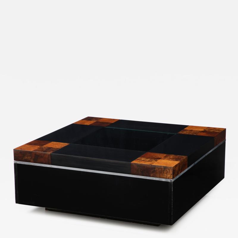 Willy Rizzo Willy Rizzo Lacquered and Smoked Glass Coffee Table Bar Italy circa 1970