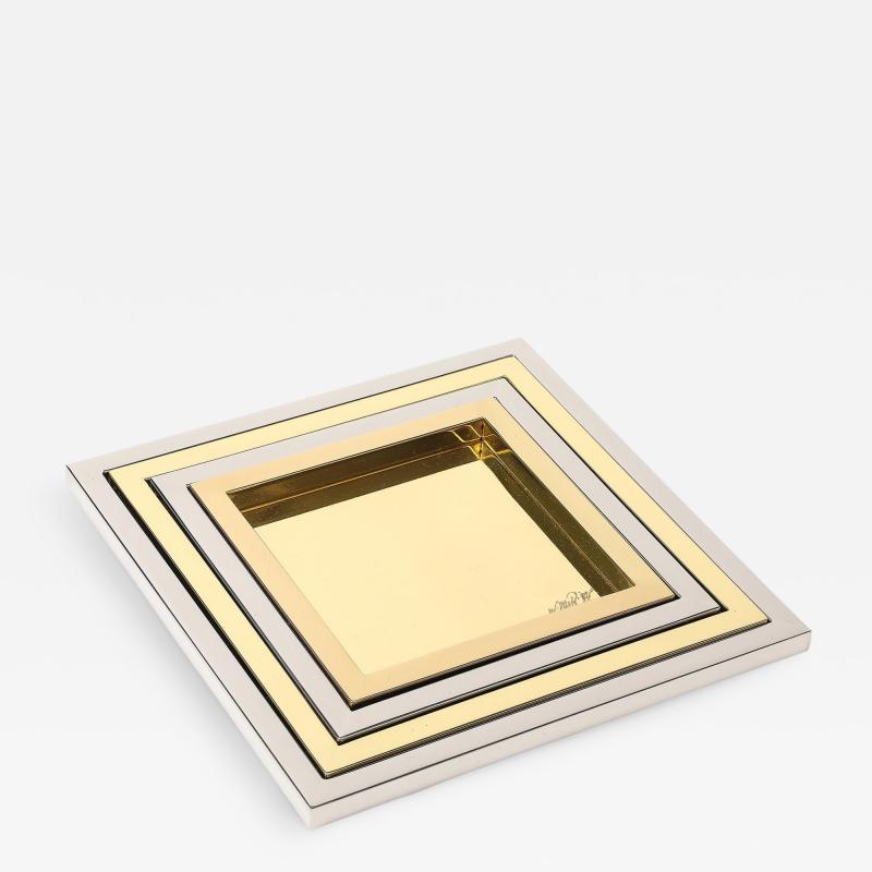 Willy Rizzo Willy Rizzo Nesting Trays Brass Stainless Steel Signed
