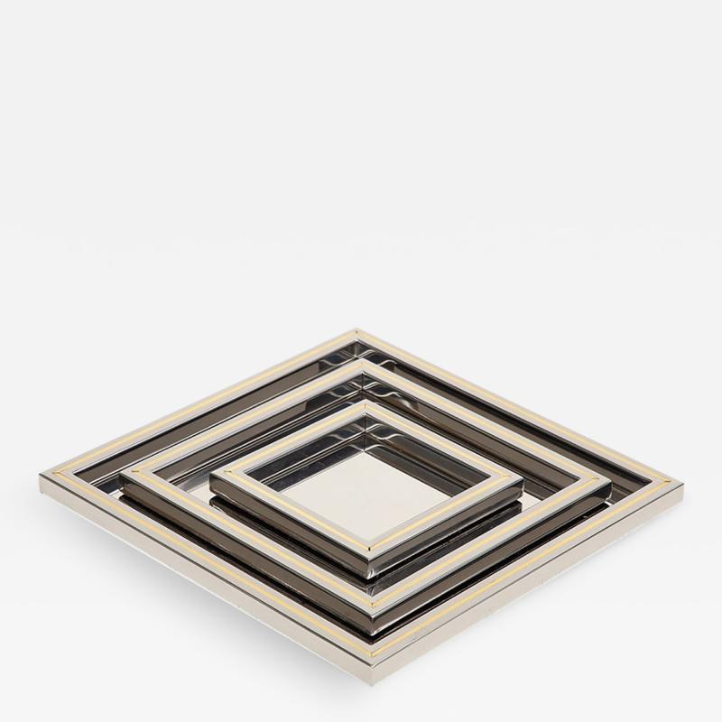 Willy Rizzo Willy Rizzo Trays Stainless Steel Brass Signed