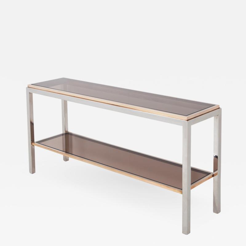 Willy Rizzo Willy Rizzo Two Tier Console Table In Chrome Brass Linea Flaminia 1970s