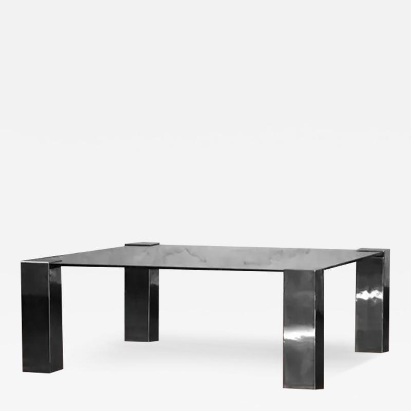 Willy Rizzo Willy Rizzo coffee table in chromed metal and dark glass 