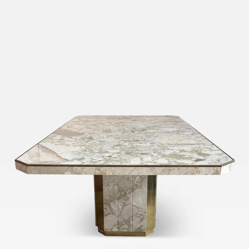 Willy Rizzo Willy Rizzo for Jean Charles Italian Marble Brass Dining Table 1960