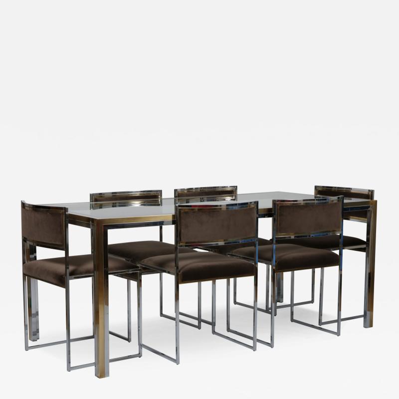 Willy Rizzo Willy Rizzo table and six chairs Italy c1970