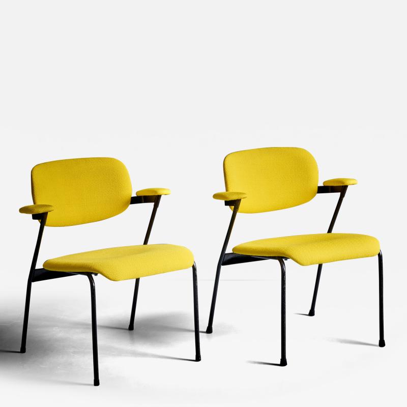 Willy Van der Meeren Willy van der Meeren for Tubax Pair of Lounge Chairs in yellow Belgium 1950s