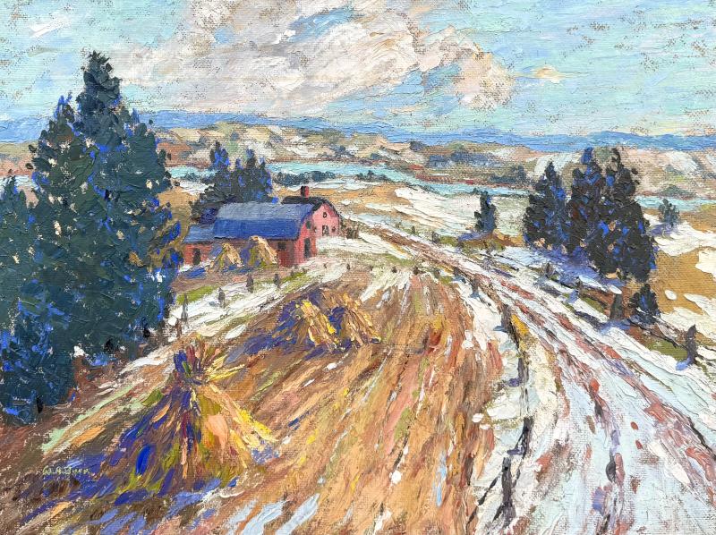 Winifred Adams Burr Haystacks in a Winter Thaw 