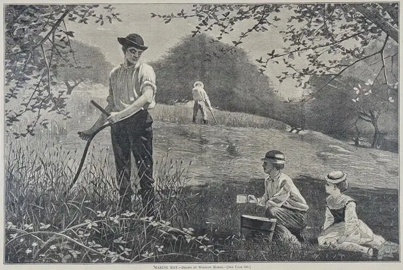 Winslow Homer 19th Century Woodcut Engraving Making Hay 