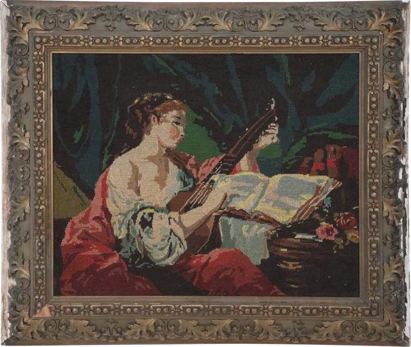 Woman Playing The Lute Tapestry