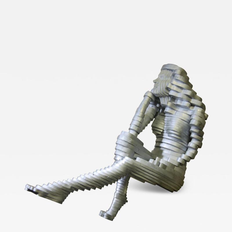 Woman Sitting Wood Sculpture