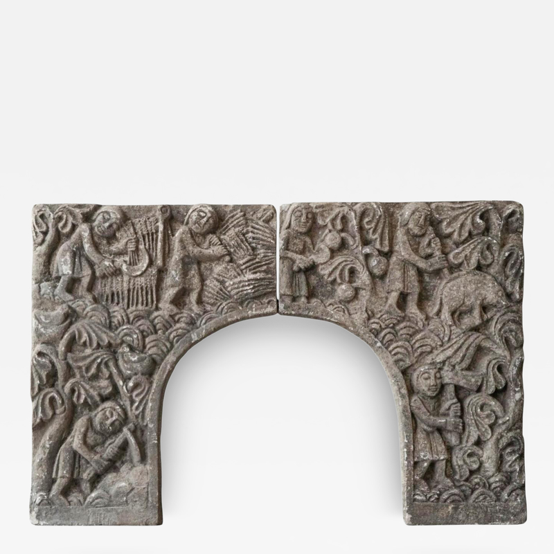 Wonderful Antique Bas Relief Fireplace Surround in Hand Carved Stone