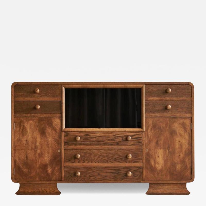 Wonderful Swedish Glazed Art Deco Sideboard in Oak 1940s