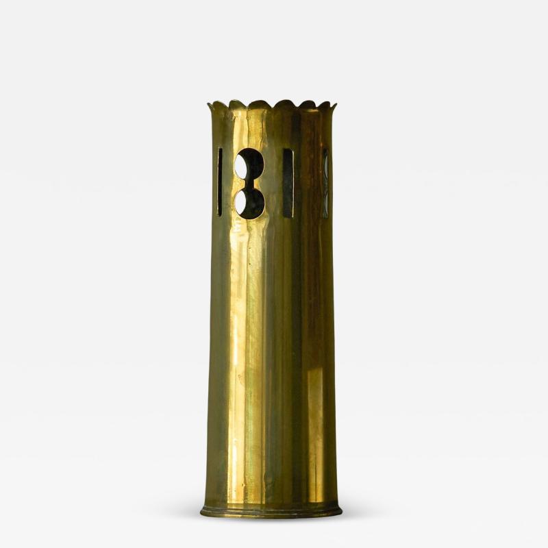 Wonderful Vase in Patinated and Perforated Brass 1920s