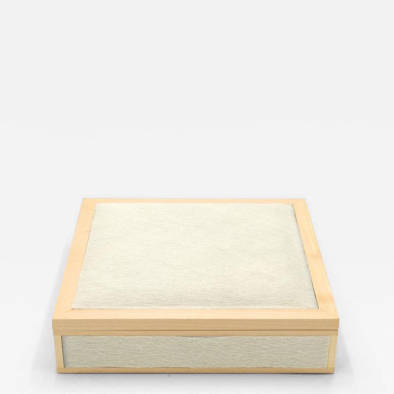 Wood and White Pony Hair Box