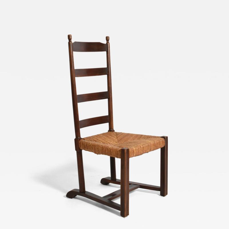 Wood and straw low chair 1950s 