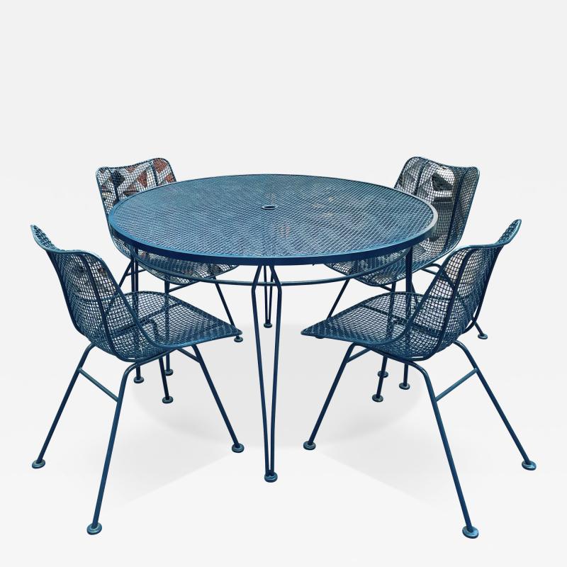 Woodard Furniture Indoor Outdoor Salterini Dining Table and 4 Woodard Sculptura Armless Chairs
