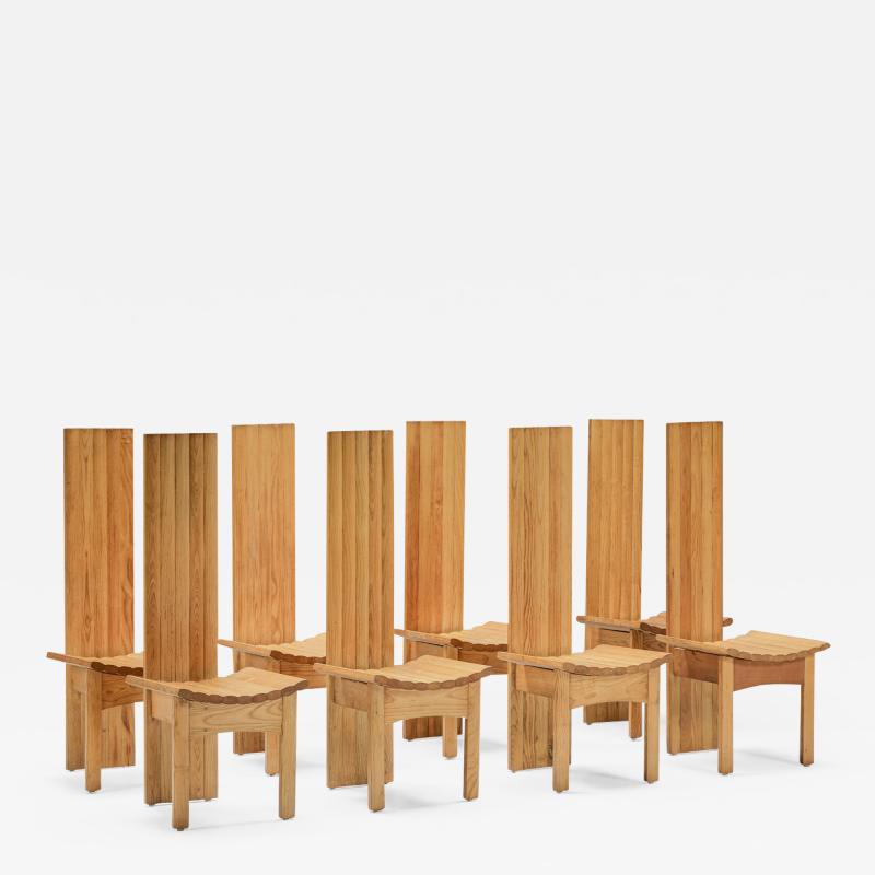 Wooden High Back Dining Chairs 1950s