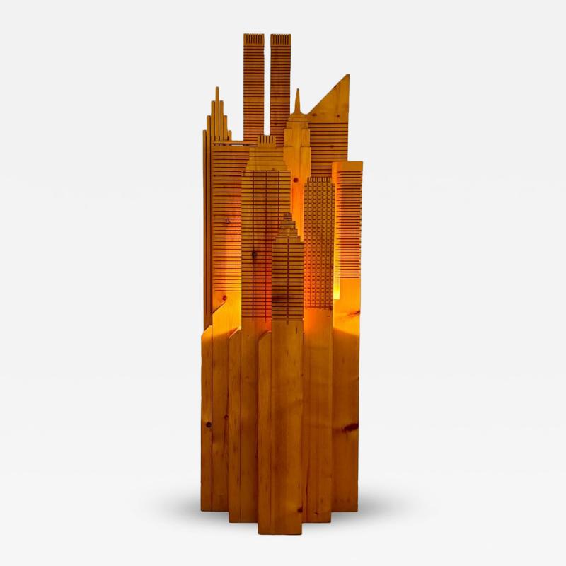 Wooden New York Skyline Illuminated Sculpture Italy