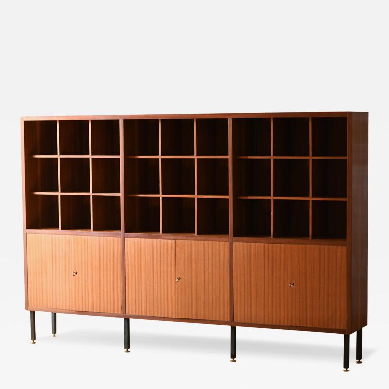 Wooden credenza with modular shelves and doors Italy 1960 