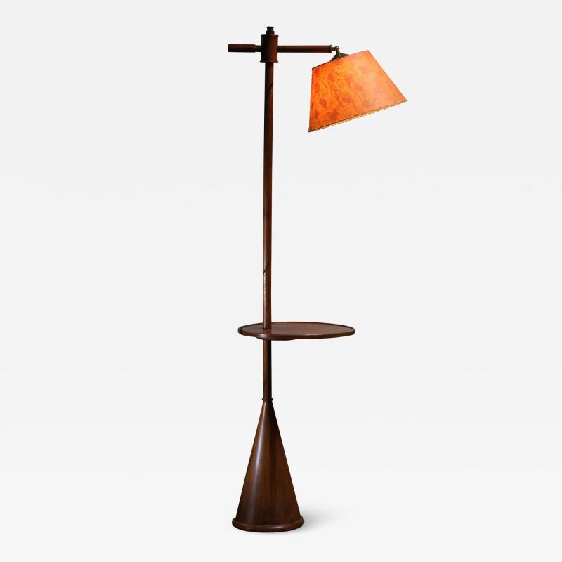 Wooden floor lamp with shelf