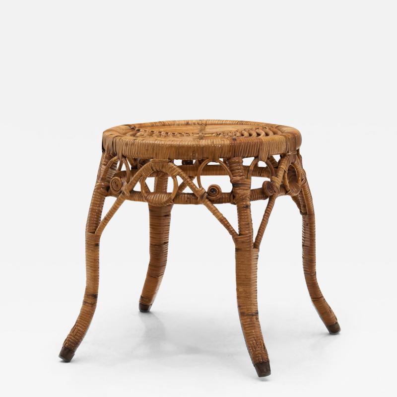 Woven Rattan Stool Europe Early 20th Century