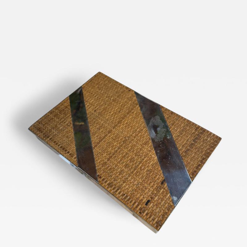 Woven Rattan and Chrome Inlay Box
