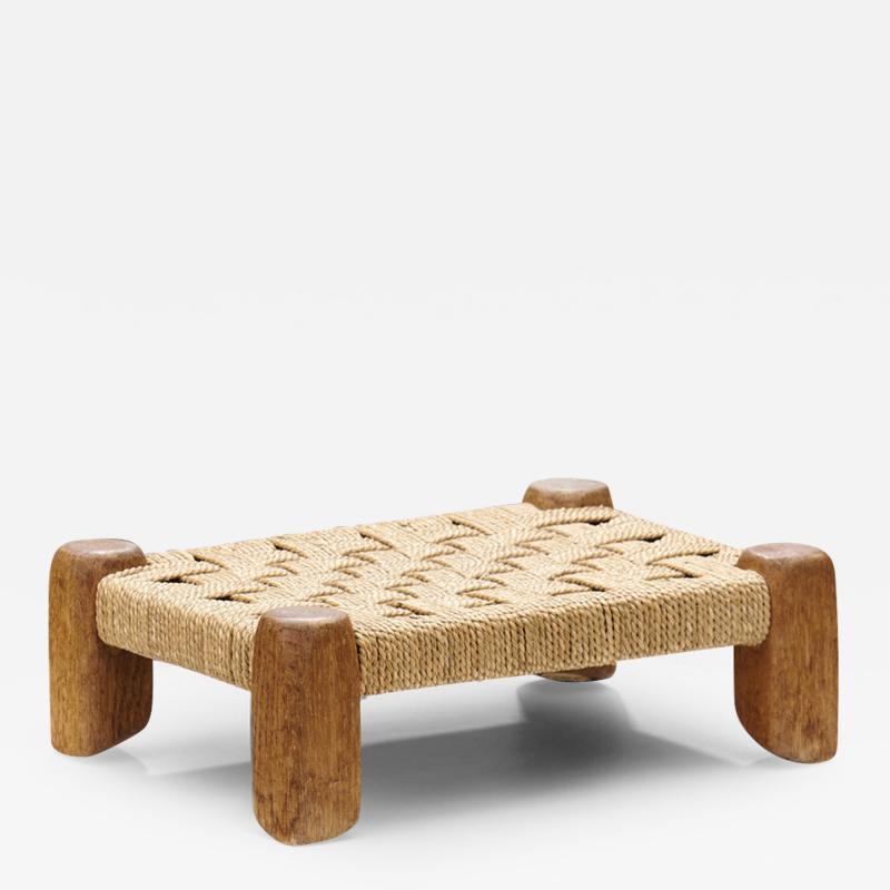 Woven Rush and Wood Stool Europe ca 1950s
