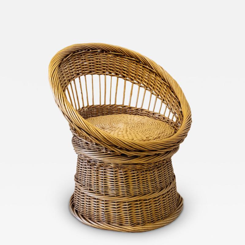 Woven Wicker Armchair 1970s