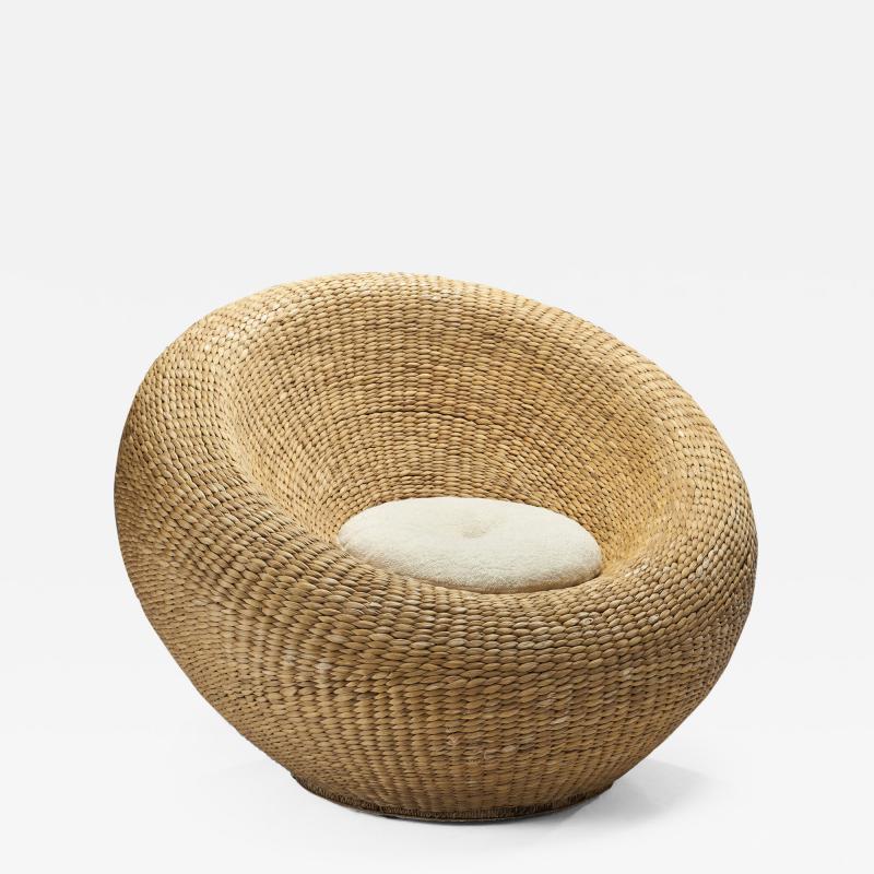 Woven Wicker Birds Nest Chair in the Manner of Isamu Kenmochi Europe ca 1960s