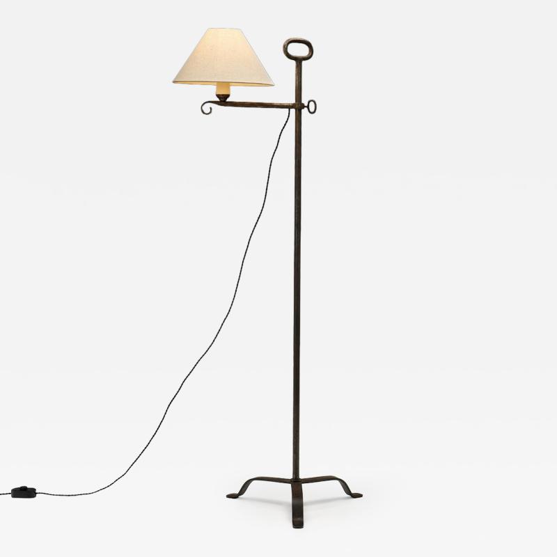 Wrought Iron Adjustable Floor Lamp with Spiral Detaile Europe Mid 20th Century
