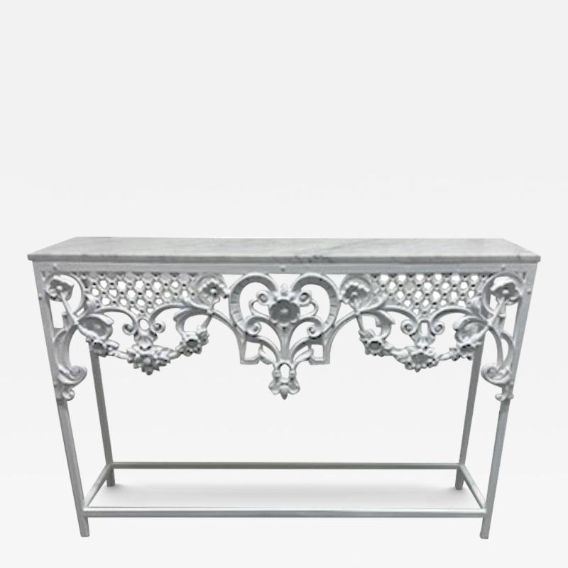 Wrought Iron Carrara Marble Console Table