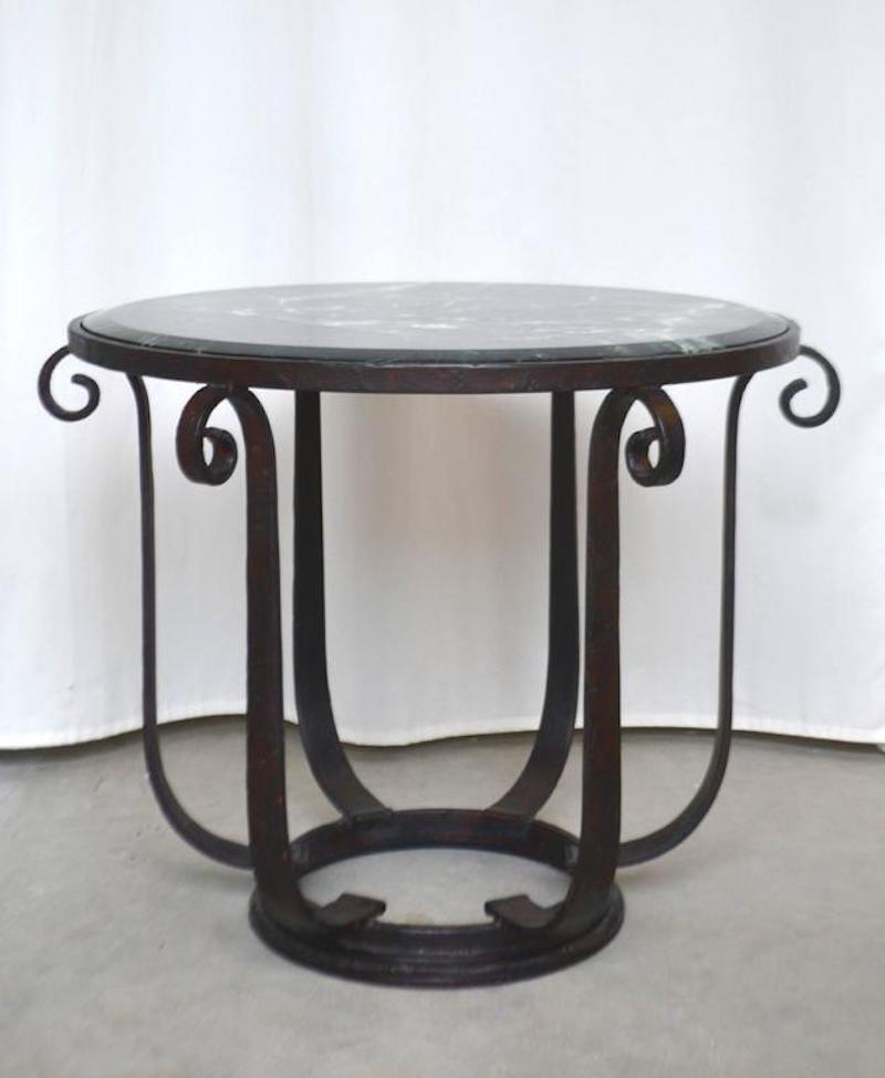 Wrought Iron Center Hall/Side Table with Verde Top